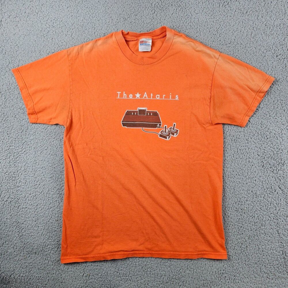 Vintage Ataris Shirt Mens Medium Orange Y2K Retro Video Game Console Promo